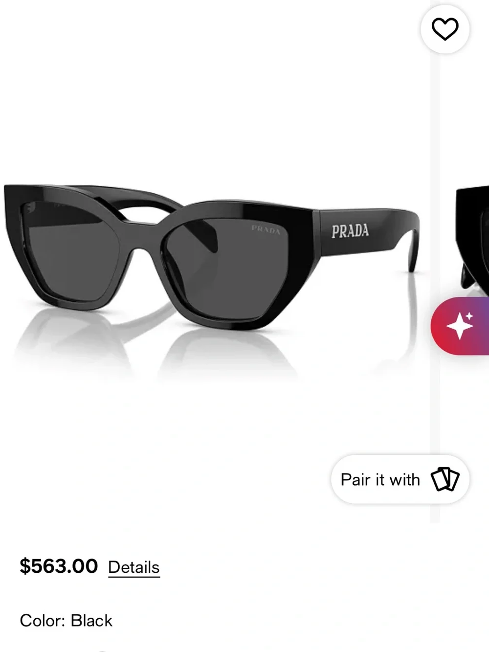 Prada PR A09S Butterfly Sunglasses Black